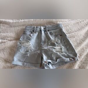 American Eagle Outfitters Light Gray Distressed Women's Shorts